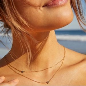 NWT Double star gold necklace